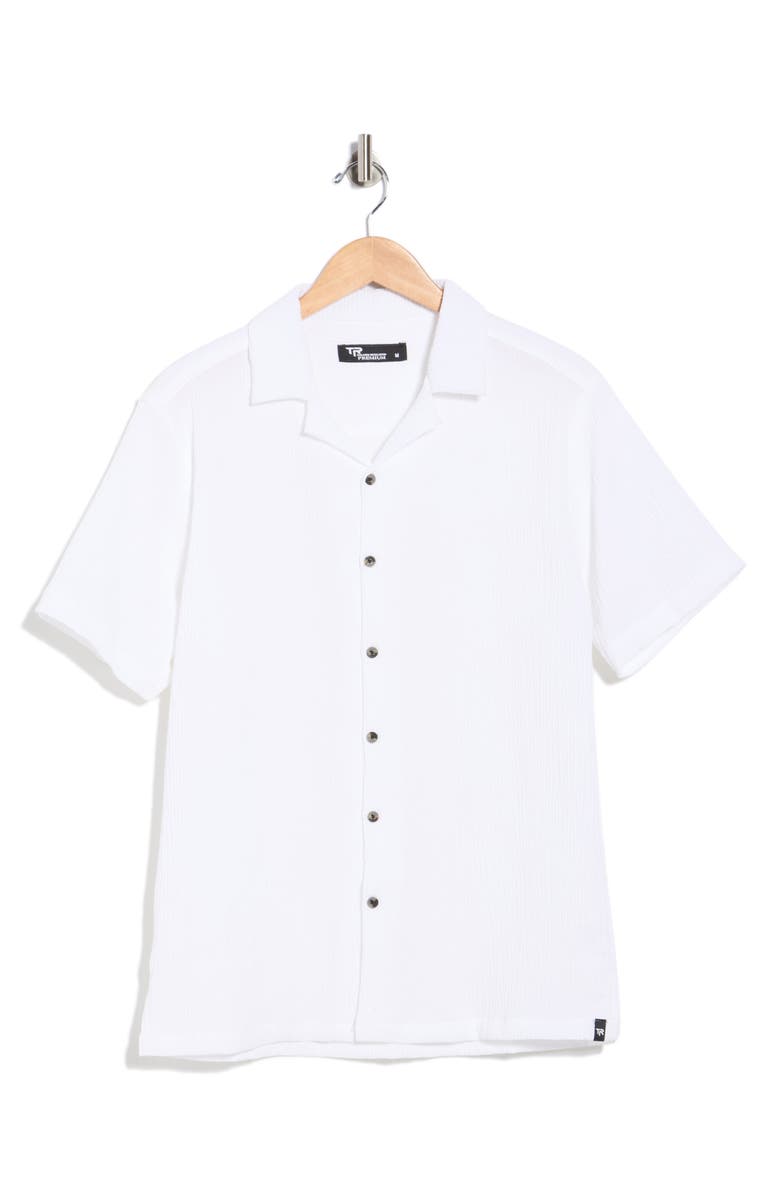 T.R. PREMIUM Relaxed Fit Camp Shirt, Main, color, White