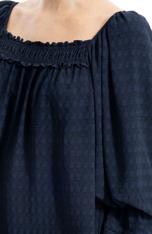 Max Studio Square Neck Three-quarter Sleeve Top In Navy