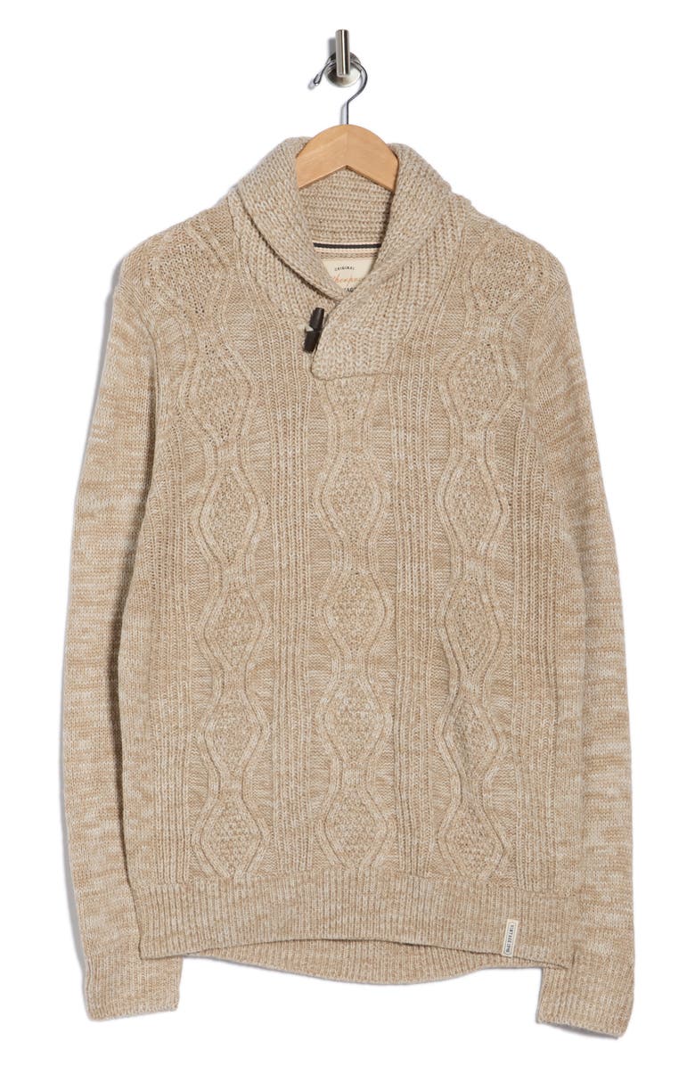 Weatherproof<sup>®</sup> Marl Cable Stitch Sweater, Main, color, Khaki Heather