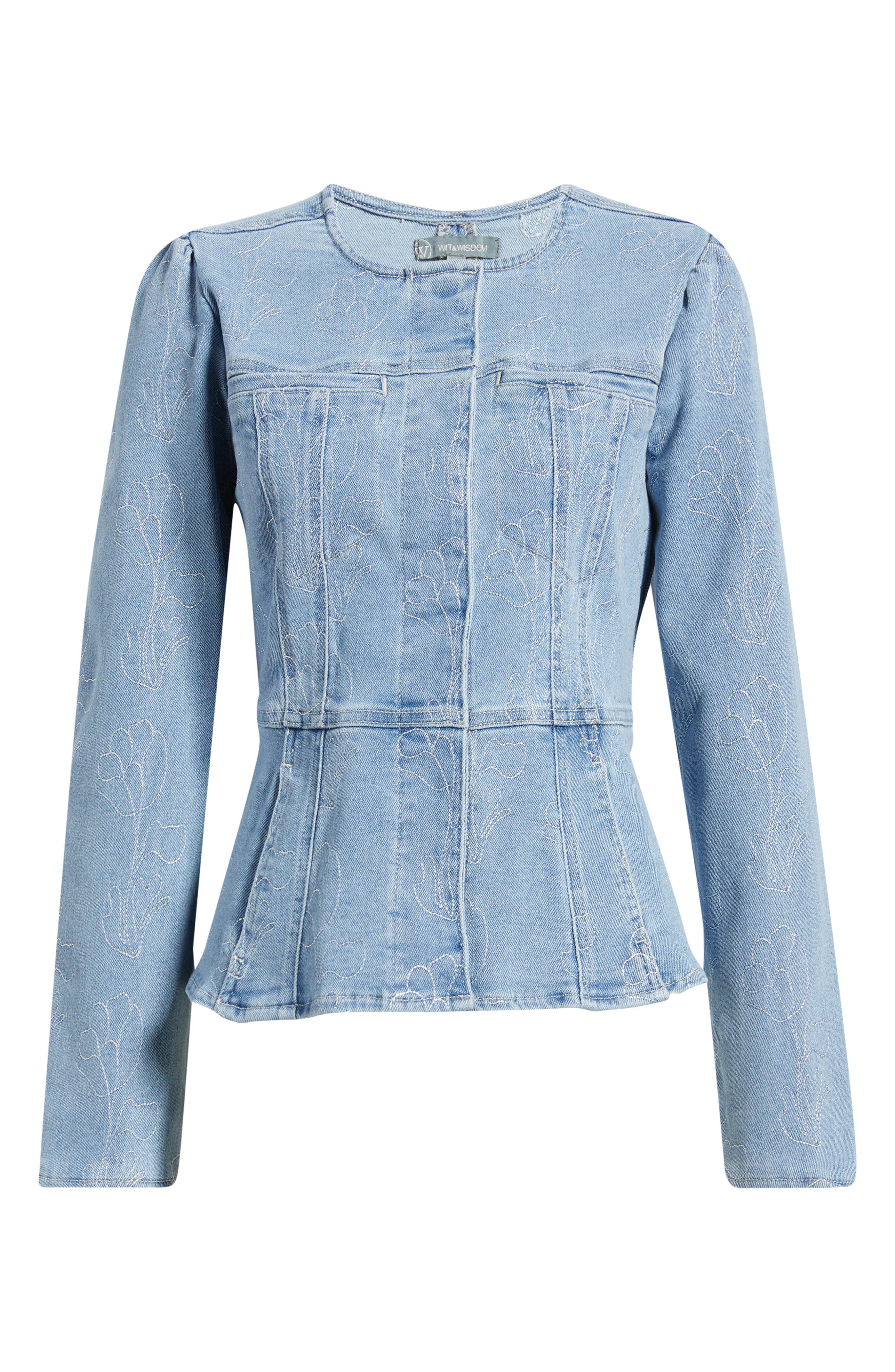 Embroidered Peplum Denim Jacket (Women) | Nordstrom