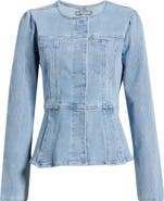 Wit & Wisdom Embroidered Peplum Denim Jacket