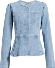 Wit & Wisdom Embroidered Peplum Denim Jacket