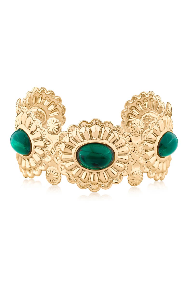 Vintage Stone Cuff Bracelet (Nordstrom Exclusive), Main, color, GREEN/ GOLD