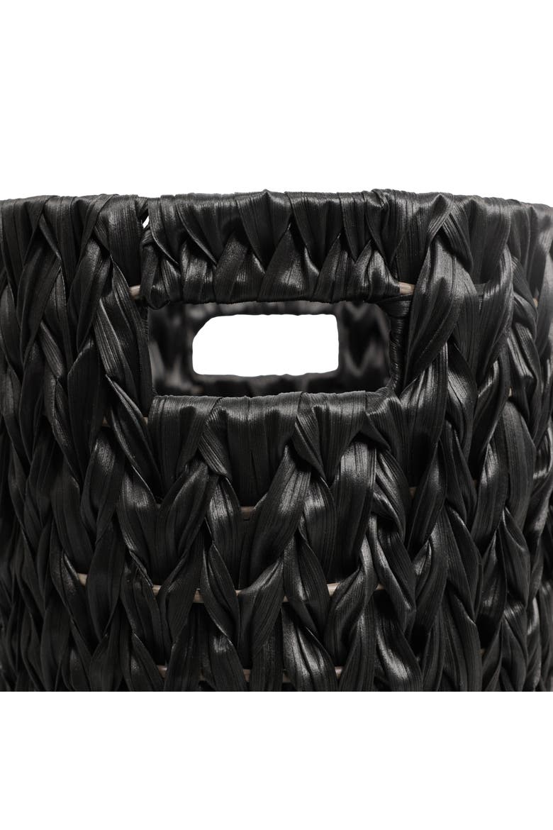 Resin 4.5-Gallon Tapered Oval Wicker Watebasket with Handles, Alternate, color, Black