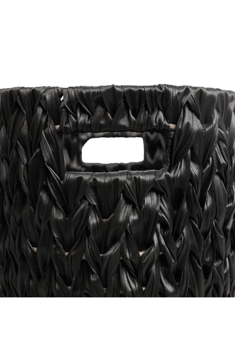 HAPPIMESS Maple Resin 4.5-Gallon Tapered Oval Wicker Watebasket with Handles, Alternate, color, Black