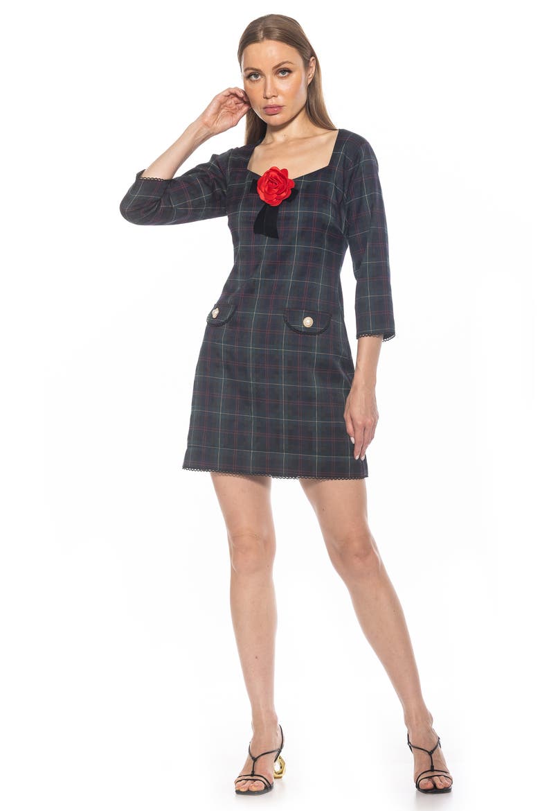 Dianys Plaid Shift Minidress, Alternate, color, GREEN PLAID