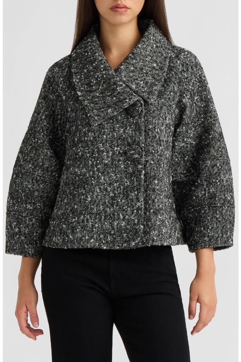 Oversized Herringbone Jacket, Main, color, BLACK HERRINGBONE
