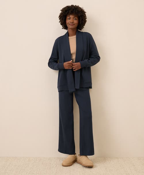 Pact Airplane Short Drape Cardigan In Blue