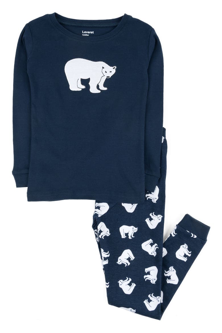 2-Piece Bear Print Pajamas, Main, color, NAVY