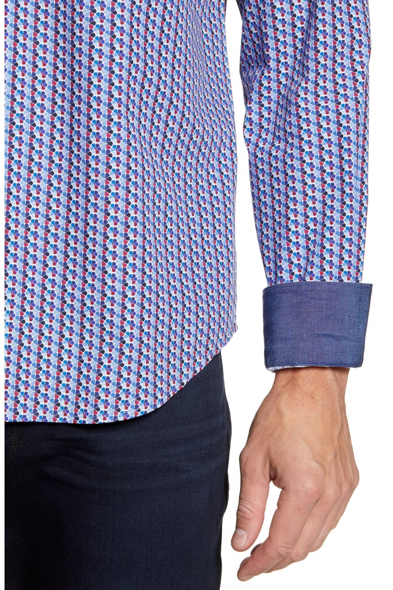 Shaped Fit Button-Up Sport Shirt, Alternate, color, CLASSIC BLUE