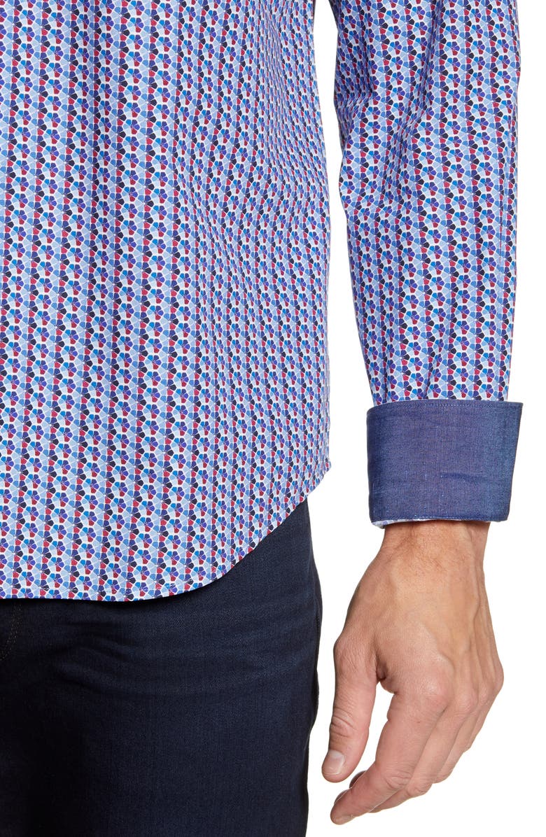Bugatchi Shaped Fit Button-Up Sport Shirt, Alternate, color,