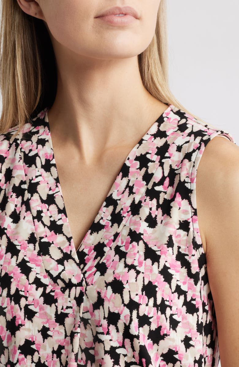 Anne Klein Abstract Print Pleat Neck Shell, Alternate, color, 