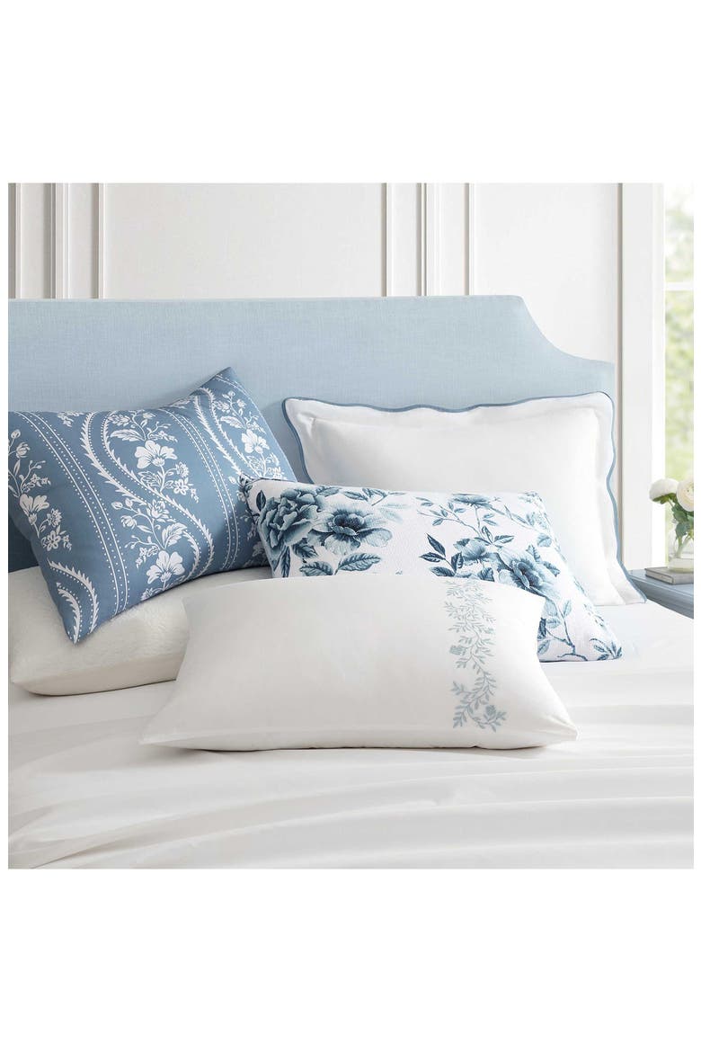 Simple Scallop Cotton Percale Comforter Set, Alternate, color, WHITE/ MOUNTAIN RANGE