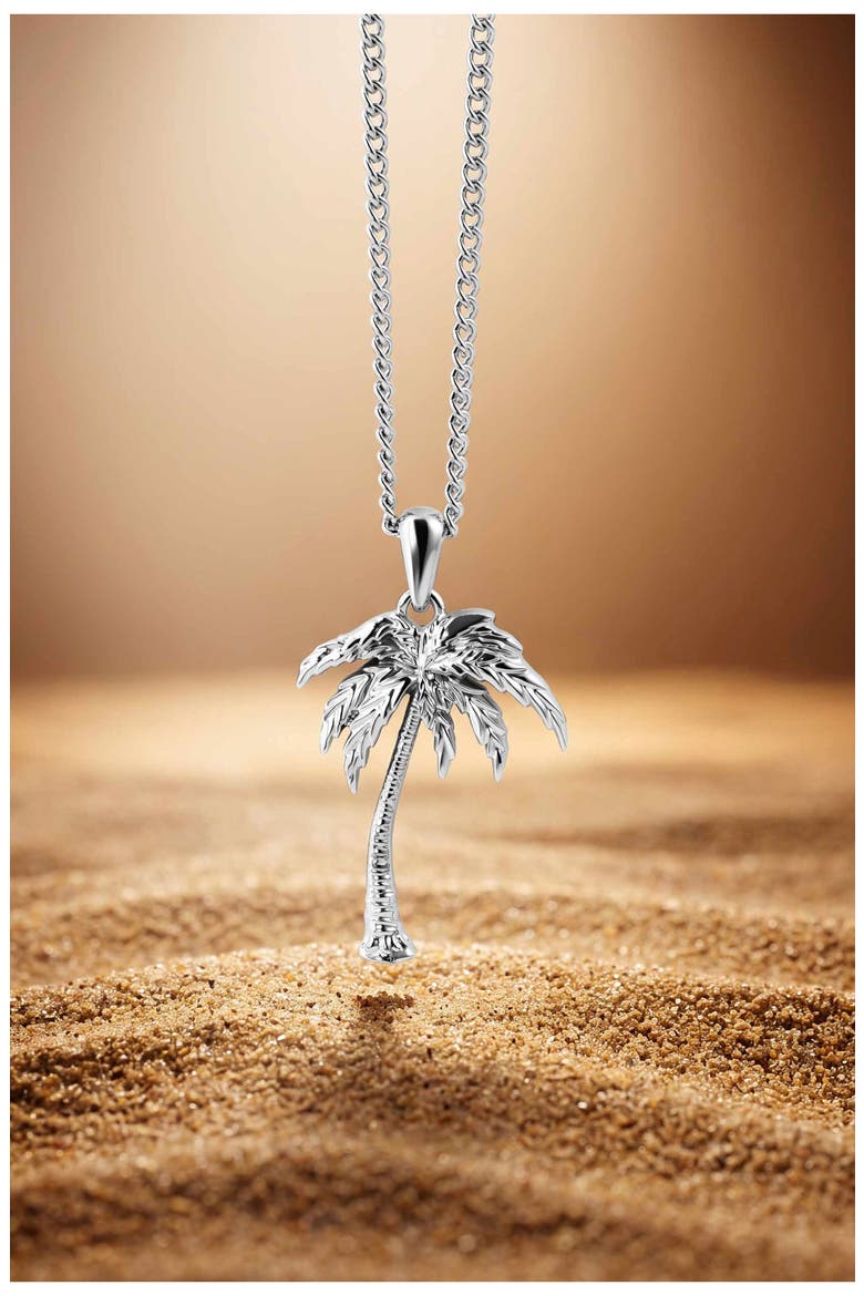 Palm Tree Pendant Necklace, Alternate, color, SILVER