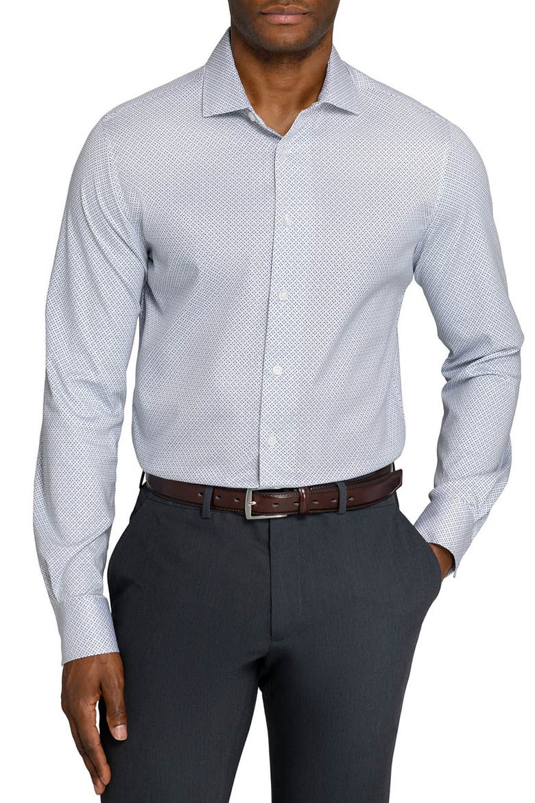 Slim Fit Abstract Cross Reworked Dress Shirt, Main, color, WHITE/ GREY
