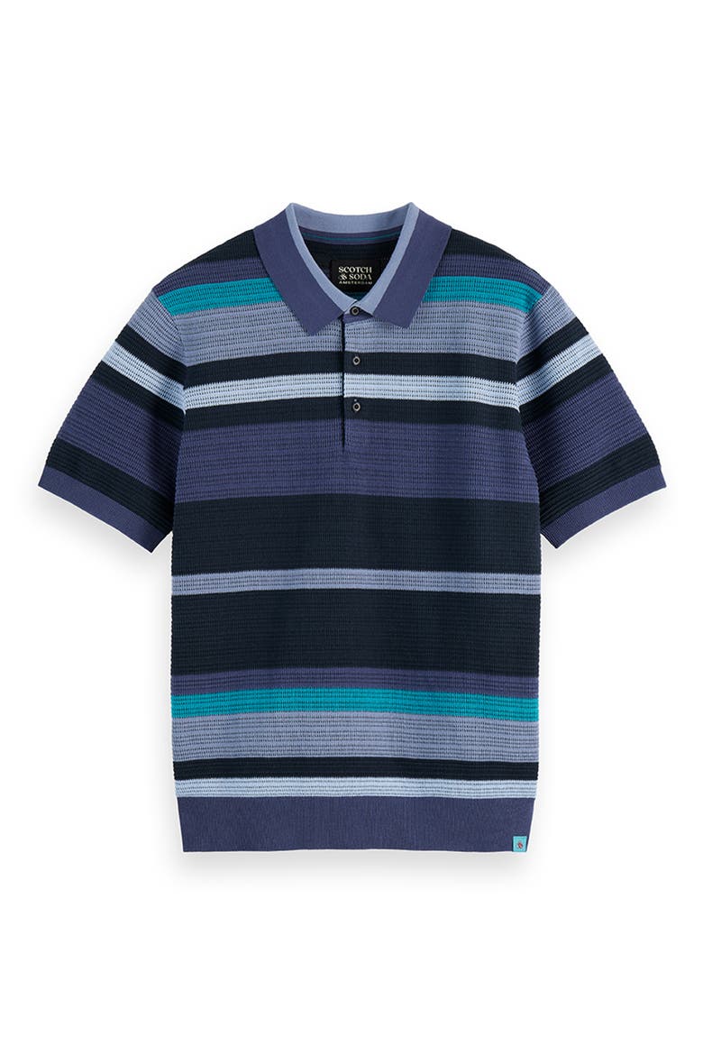 Stripe Textured Polo, Alternate, color, OCEANA STRIPES