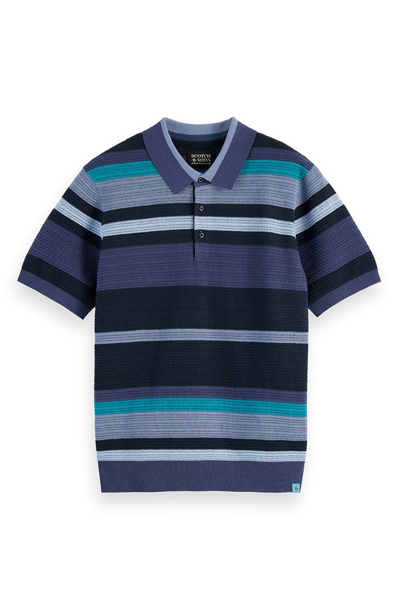 Scotch & Soda Stripe Textured Polo, Alternate, color, Oceana Stripes
