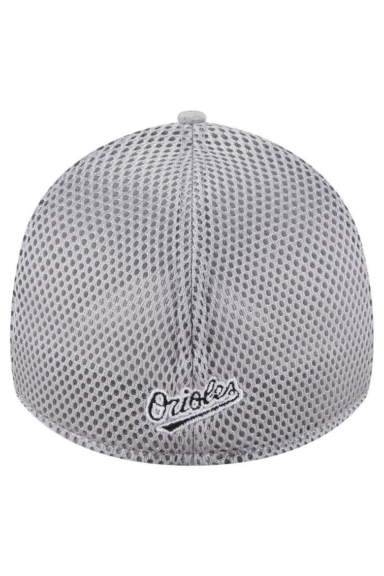 Men's New Era Gray Baltimore Orioles Visor Paint Splatter 39THIRTY Flex Hat, Alternate, color, Gray
