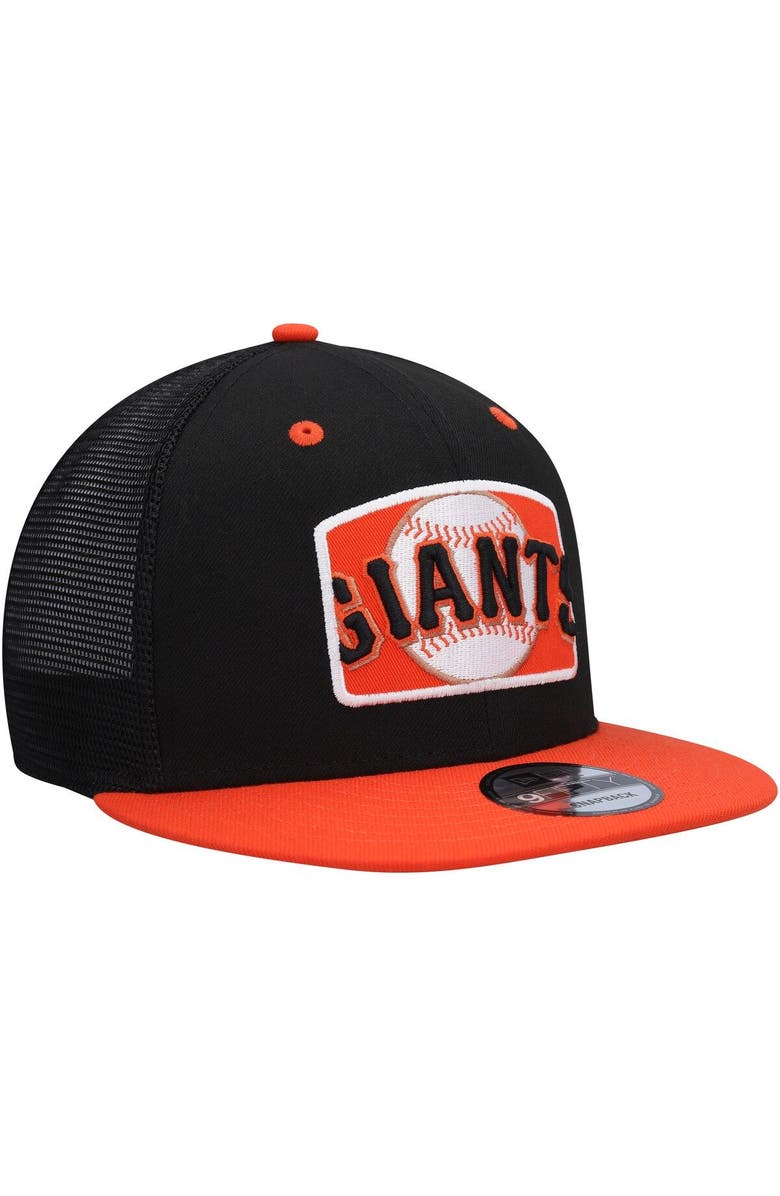New Era Men's New Era Black/Orange San Francisco Giants Logo Zoom Trucker 9FIFTY Snapback Hat, Alternate, color, 