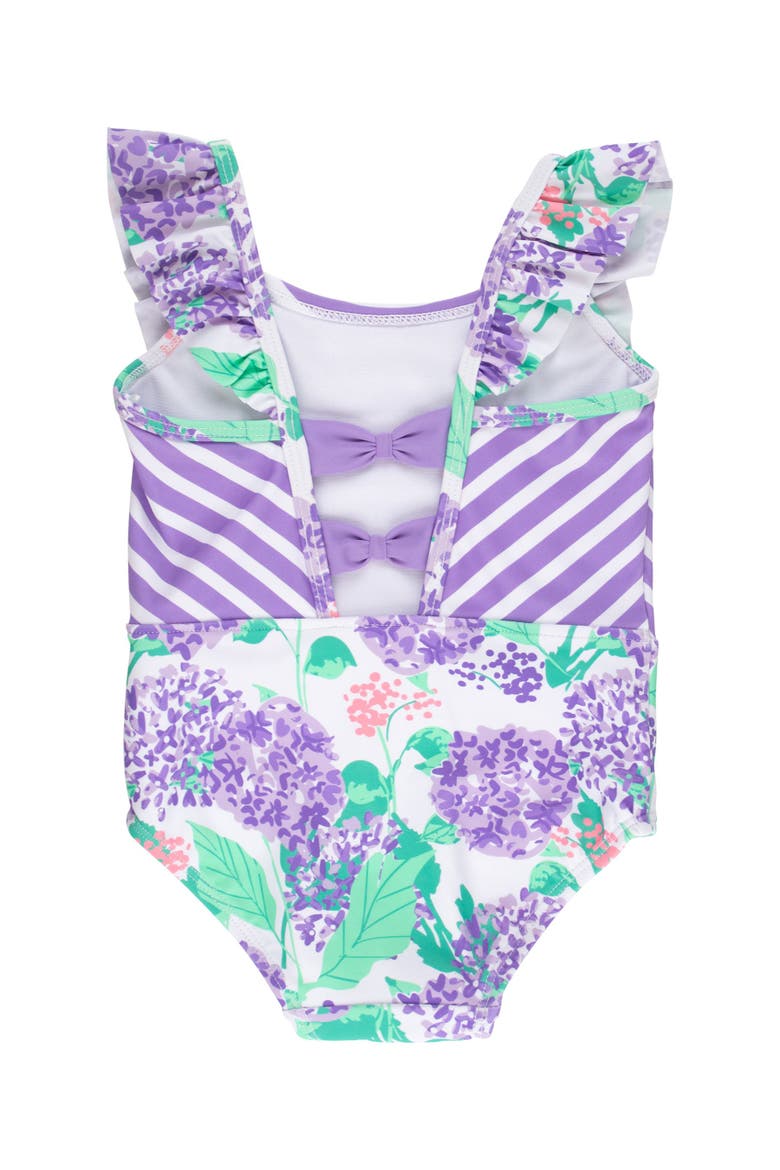 Baby Girls UPF50+ Pinafore One Piece, Alternate, color, Purple Hydrangea Garden