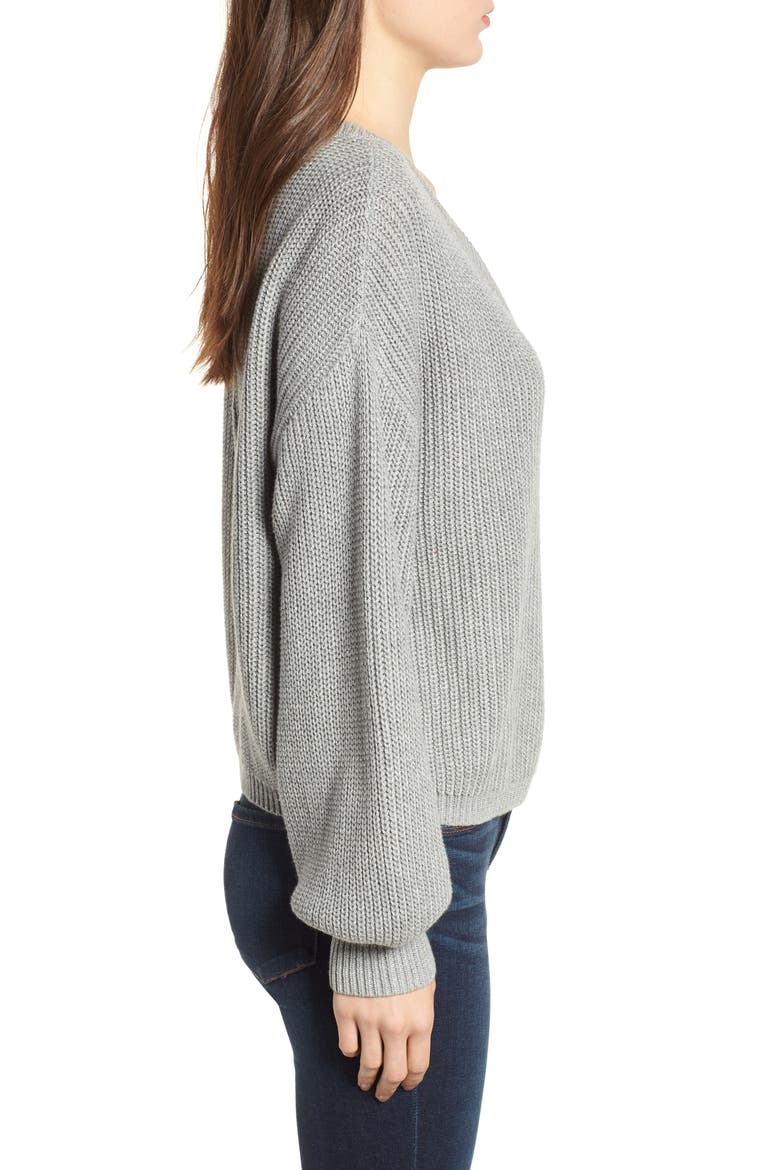 V Neck Cotton Sweater, Alternate, color, GREY MEDIUM HEATHER