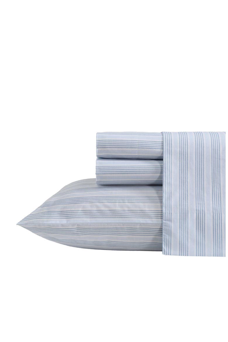 Tayleur Stripe 200 Thread Count Cotton Percale Sheet Set, Main, color, BLUE STRIPE
