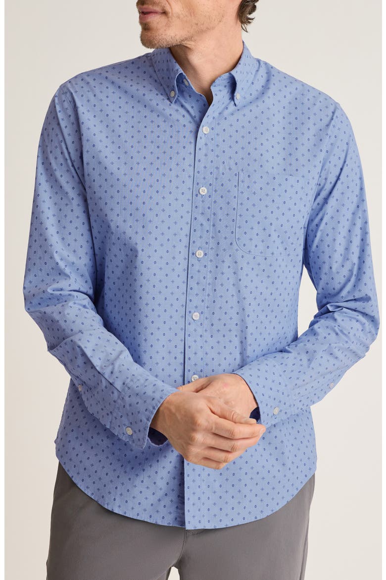 Everyday Geometric Stretch Cotton Shirt, Main, color, BLUE IKARIA GEO