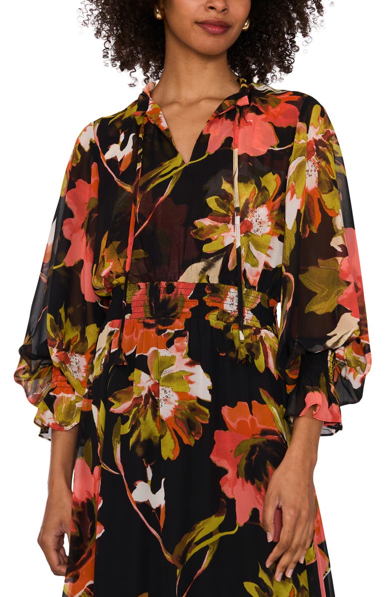 Vince Camuto Floral Print Long Sleeve Maxi Dress, Alternate, color, 