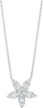 Kwiat Diamond Sunburst Flower Pendant Necklace