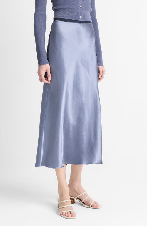 Vince Contrast Waistband Satin Slip Skirt In Mauve Thistle