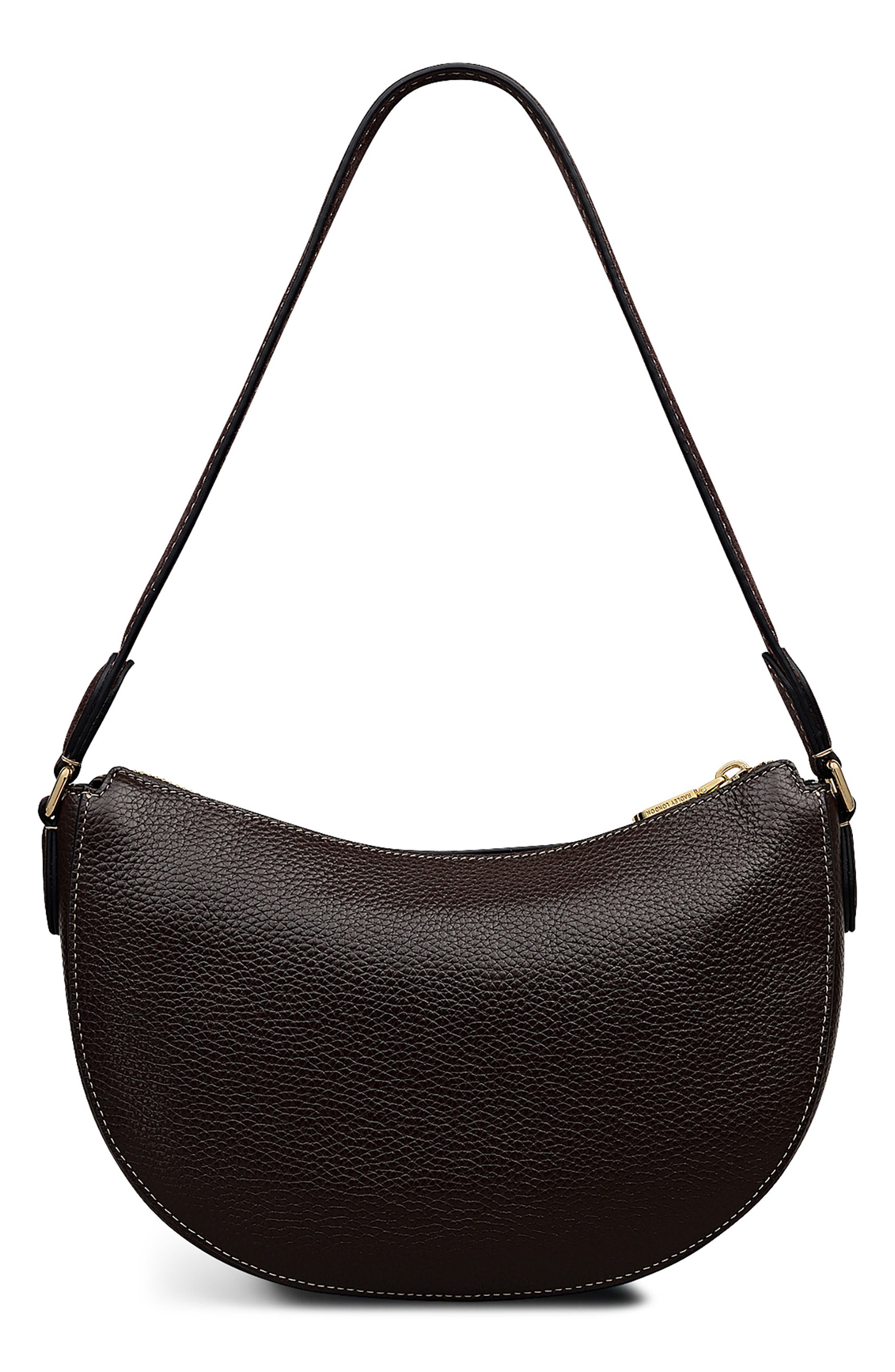 Radley Portland Way Small Zip Top Leather Shoulder Bag, Alternate, color, Dark Oak