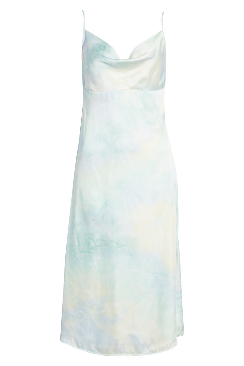 Tranquil State Tie Dye Satin Midi Dress, Alternate, color, BLUE MULTI