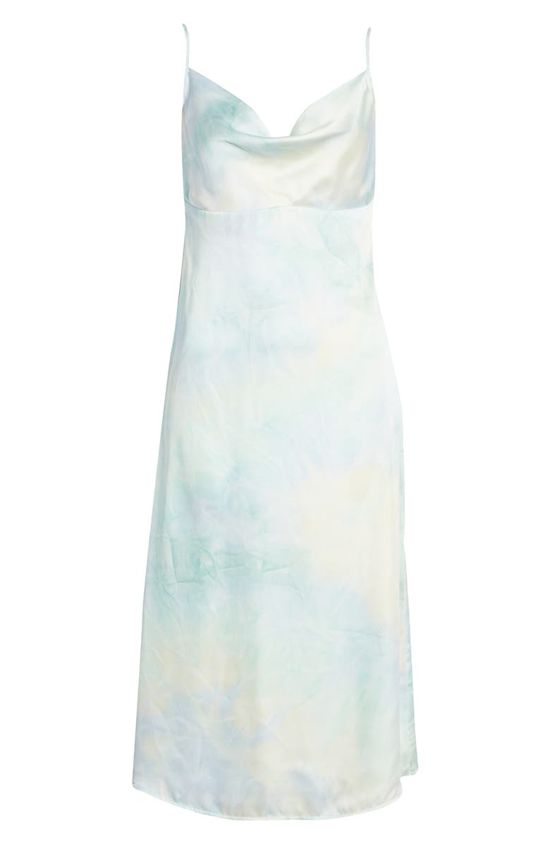 Lulus Tranquil State Tie Dye Satin Midi Dress, Alternate, color,