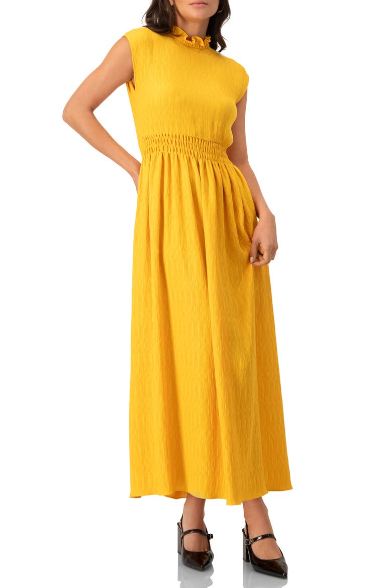 Sleeveless High Neck Long Dress, Alternate, color, Yellow