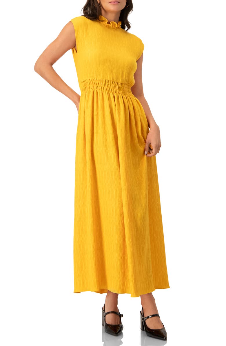 IVONNE Sleeveless High Neck Long Dress, Alternate, color, Yellow