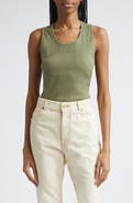 Balmain Paris Logo Embroidered Cotton Jersey Tank