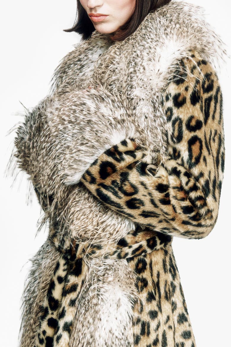 Leopard Faux Fur Belted, Alternate, color, HONEY MULTI