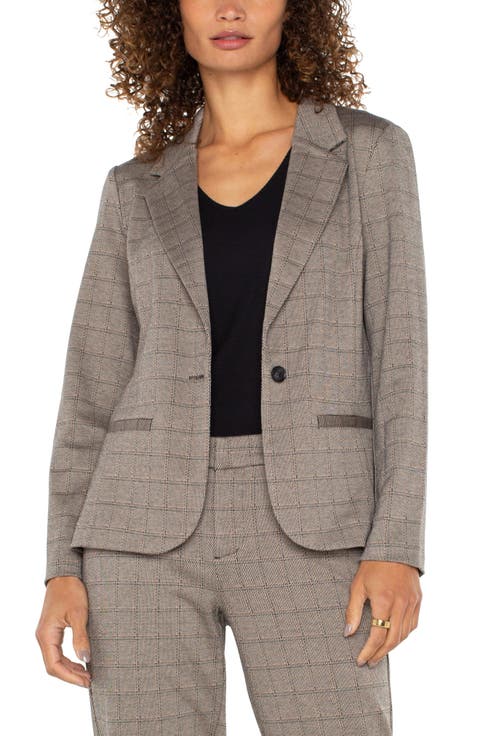 Plaid One-Button Blazer