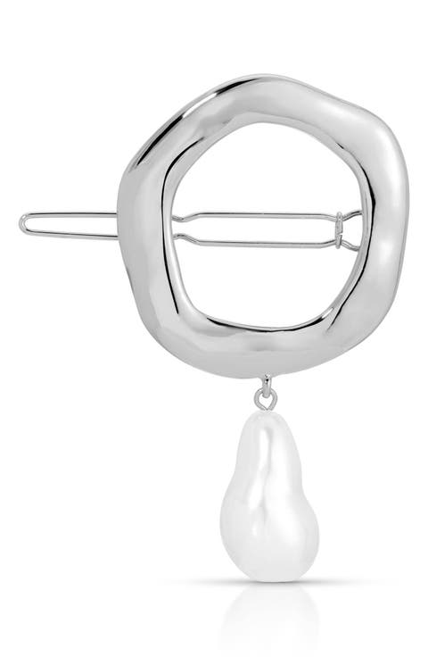 Open Circle Imitation Pearl Barrette