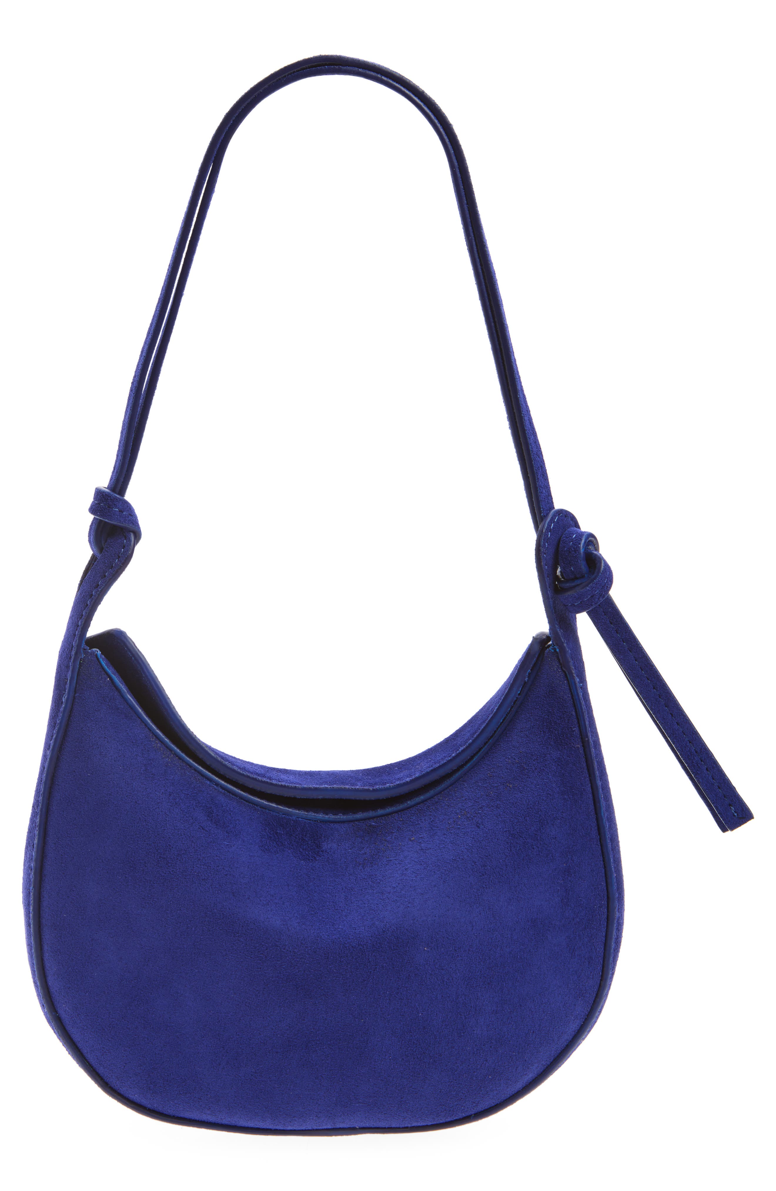 Mini Rosetta Leather Shoulder Bag, Main, color, COBALT SUEDE