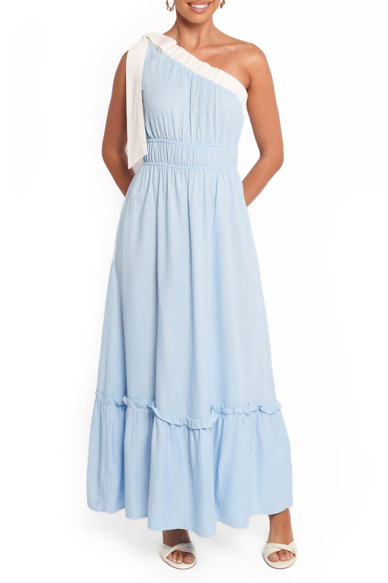 Gilda One-Shoulder Maxi Dress, Main, color, BLUE/ WHITE