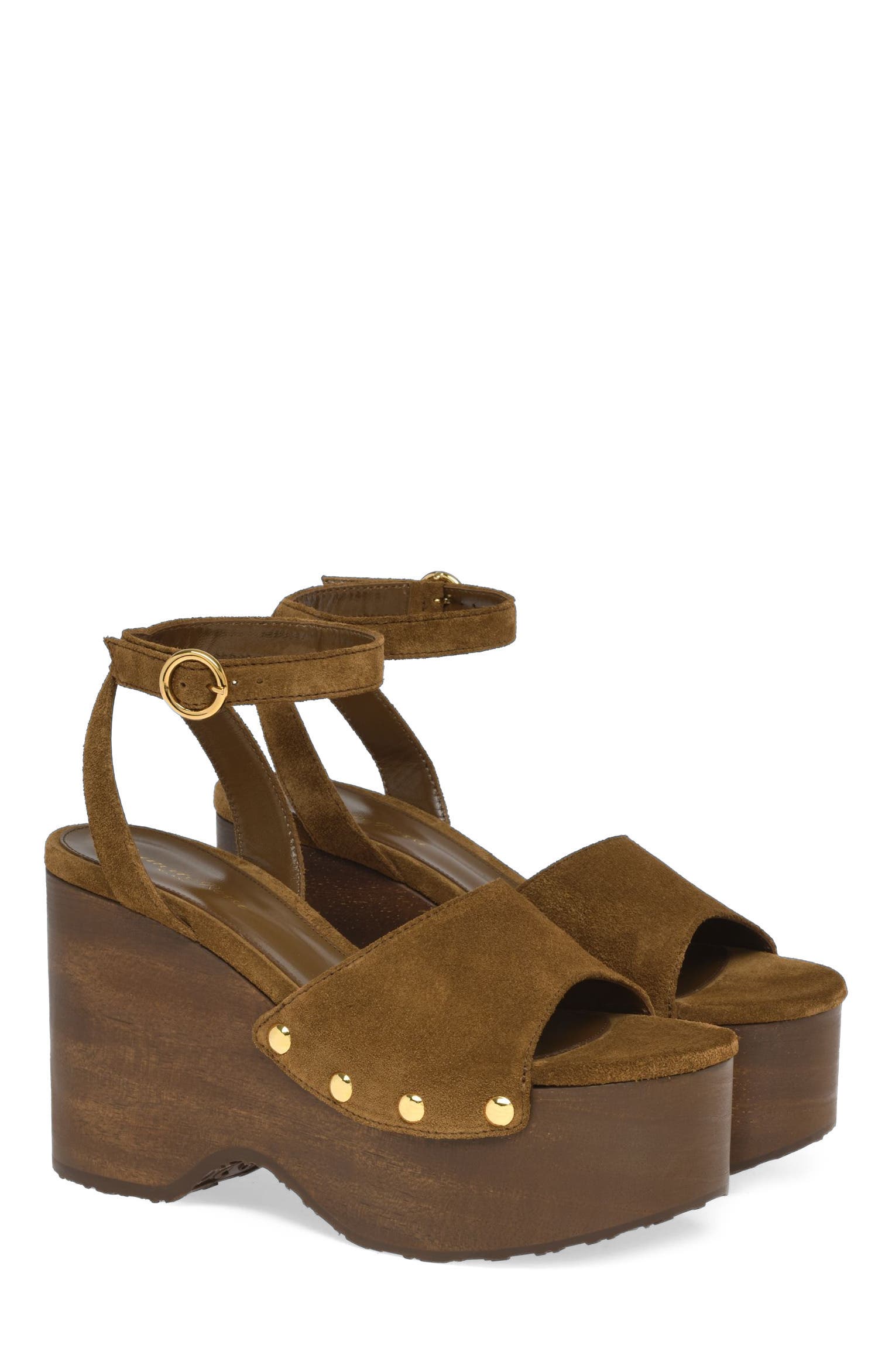 Gianvito Rossi Studded Suede Platform Sandals, Alternate, color, Brown Suede
