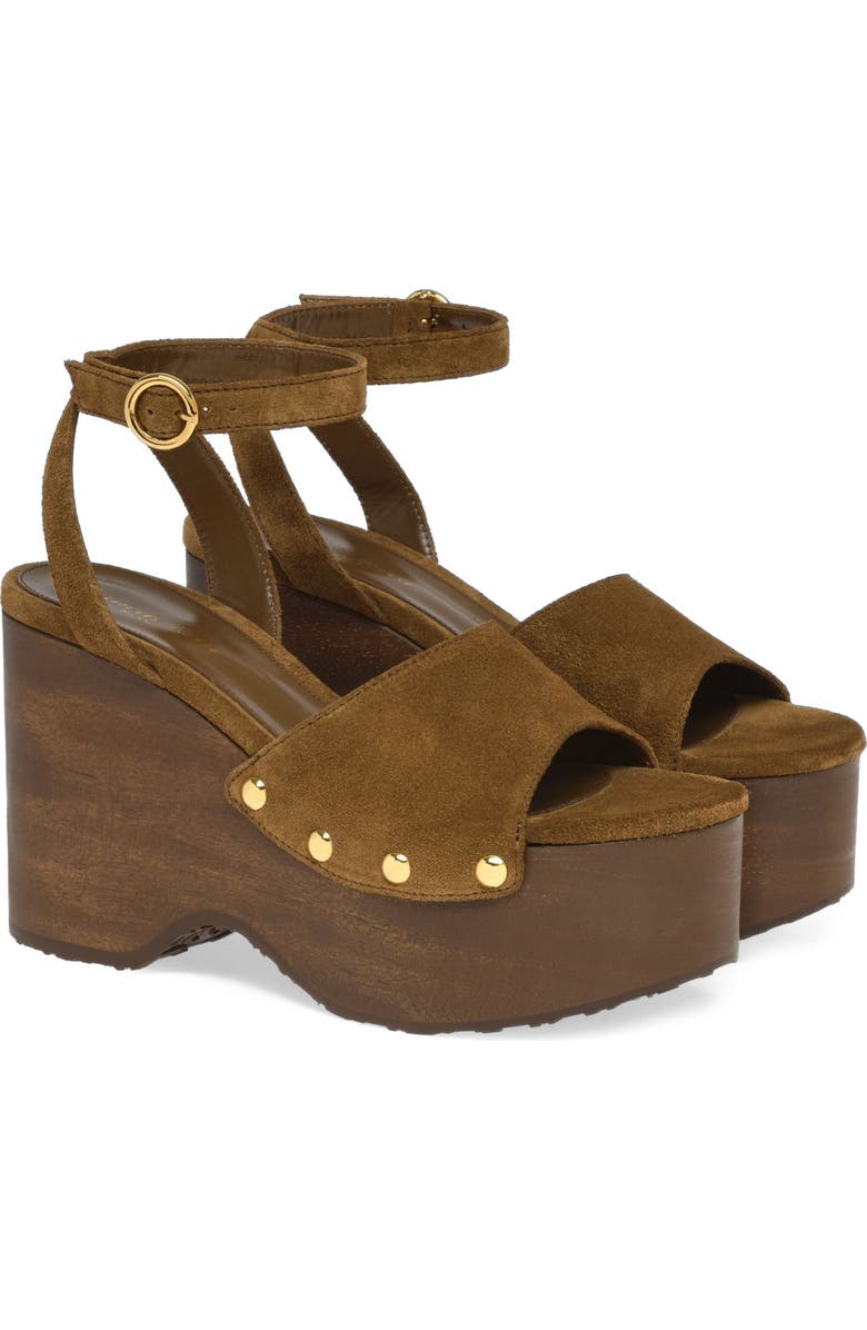 Gianvito Rossi Studded Suede Platform Sandals, Alternate, color, Brown Suede