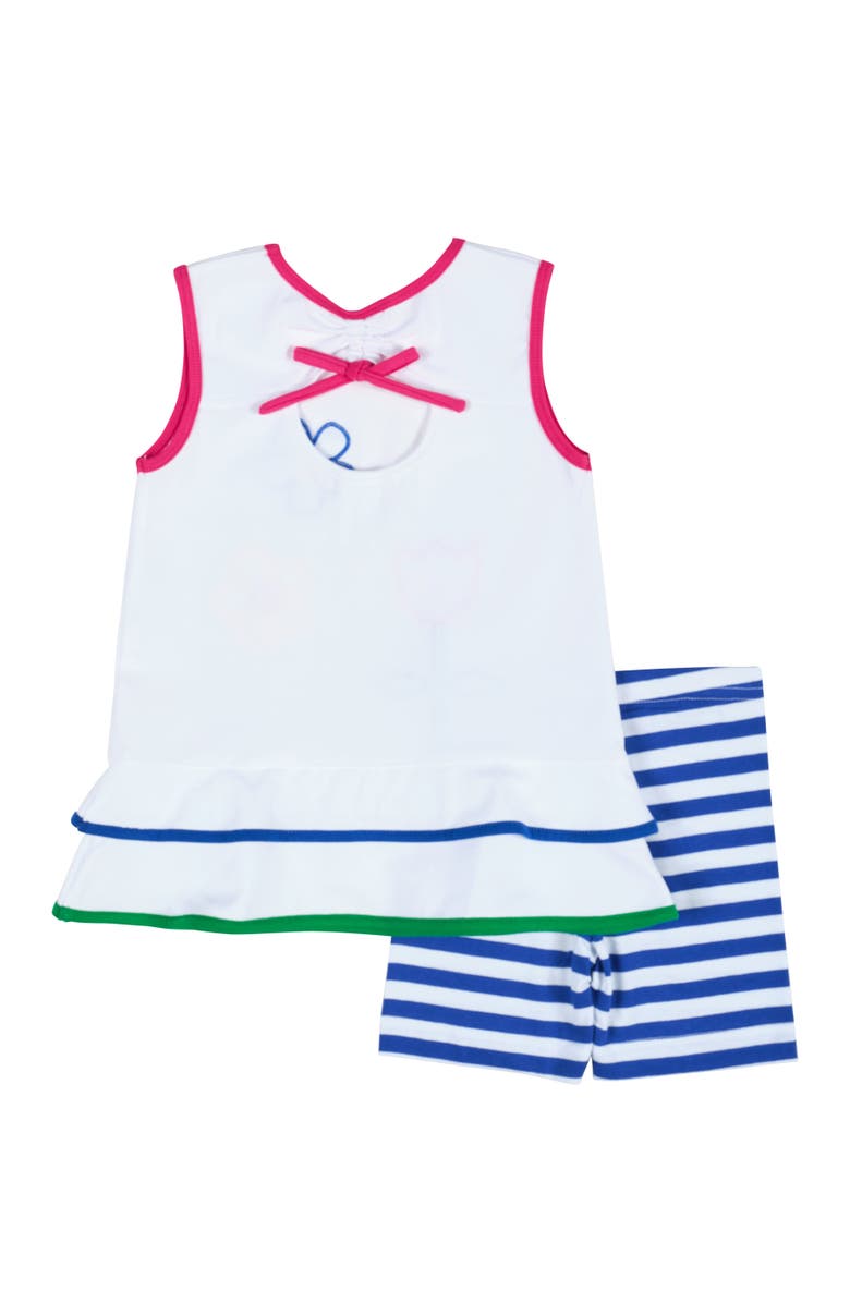 Florence Eiseman Stripe Knit Short Set With Flowers, Alternate, color, White / Royal