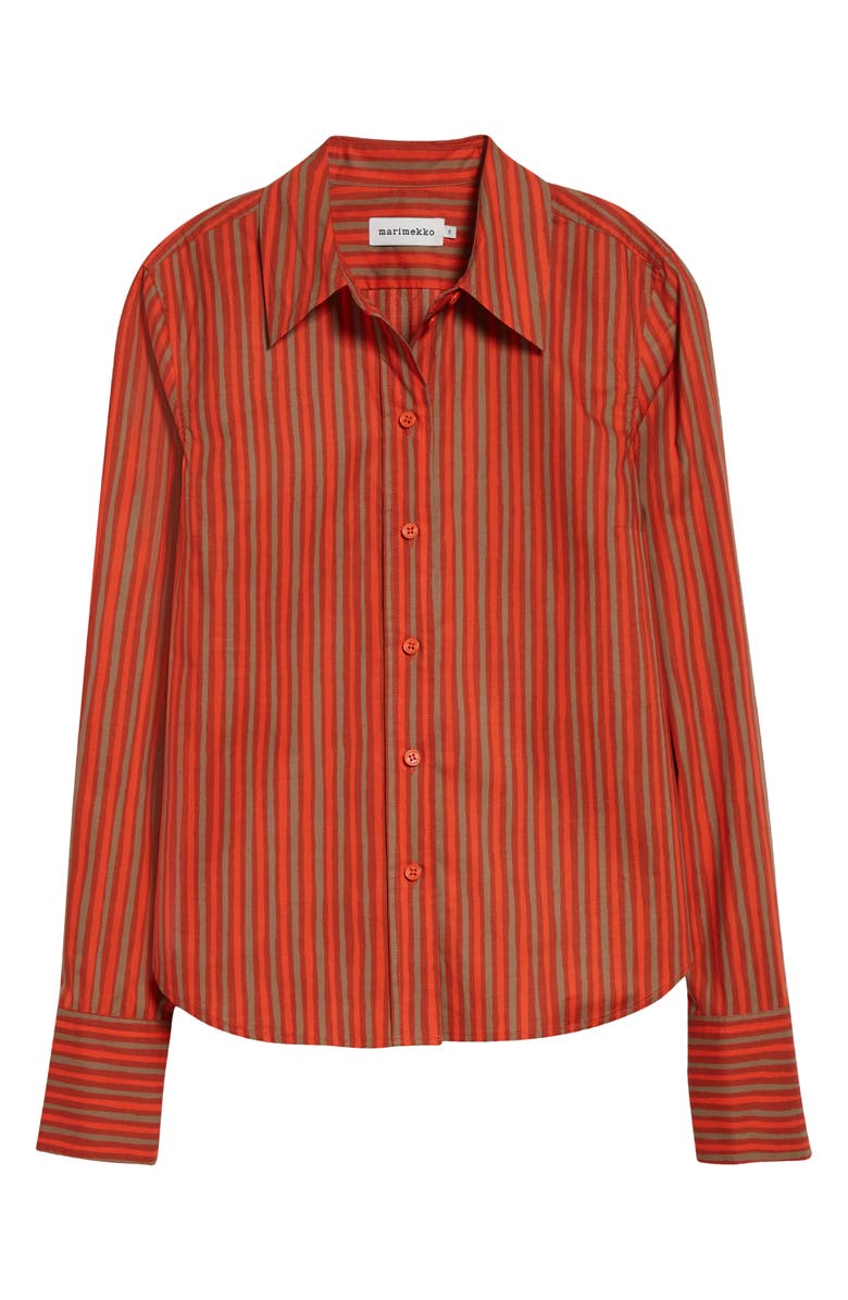 Marimekko Innota Piccolo Stretch Cotton Shirt, Alternate, color, Orange