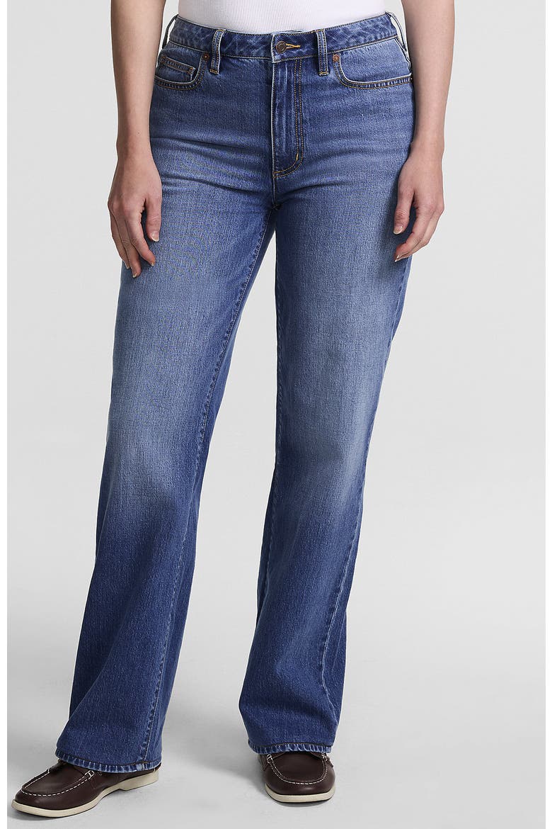 Petite Soft Denim Mid Rise Relaxed Straight Leg Jeans, Main, color, Indigo Tide Blue