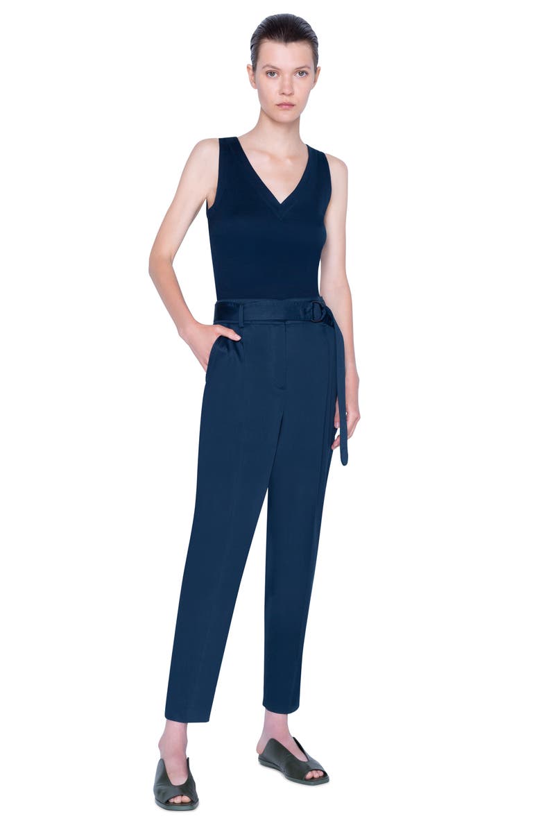 Akris punto V-Neck Stretch Cotton Top, Alternate, color, 