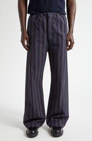 Maison Margiela Stripe Cotton Wide Leg Pajama Trousers