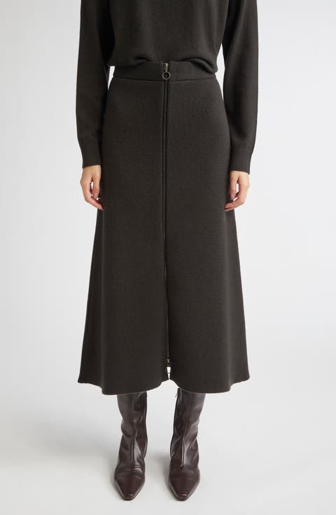 Milano Stitch Cashmere A-Line Sweater Skirt