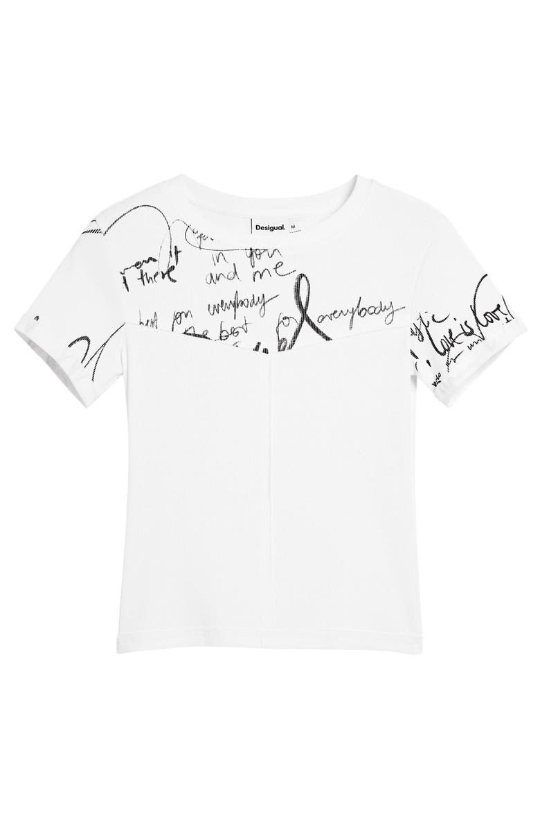Desigual Doodles Cotton Graphic T-Shirt, Alternate, color, White